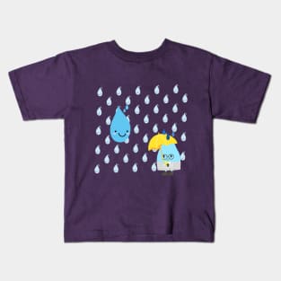 raindrops fall, raindrops, cute, lovely, adorable, charming, sweet raindrops Kids T-Shirt